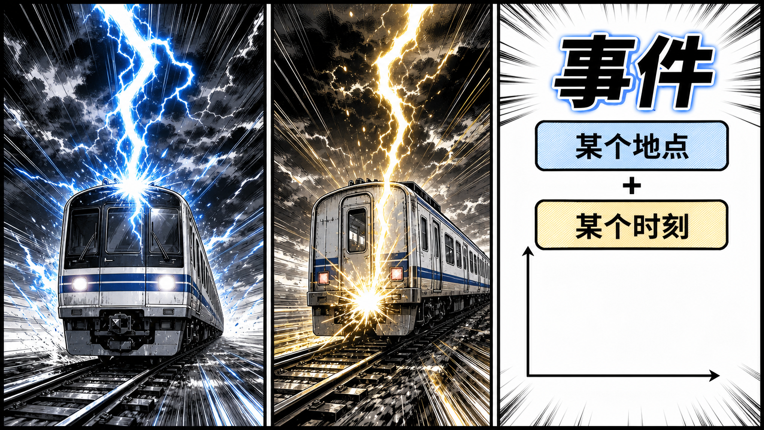 在相对论中，事件是发生在某个地点、某个时刻的一件事。