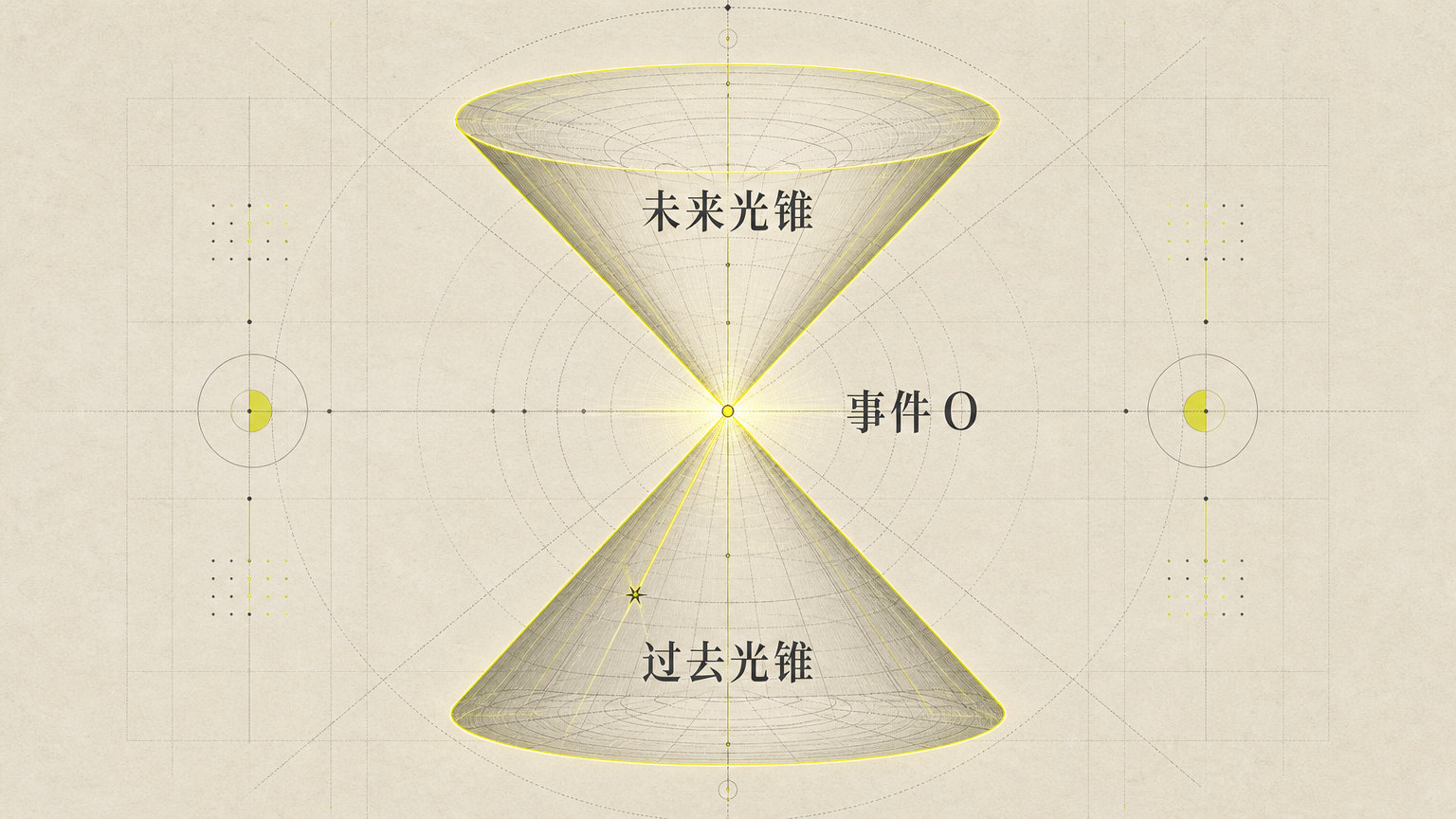 未来光锥表示光能到达哪里；过去光锥表示哪些光能到达这里。
