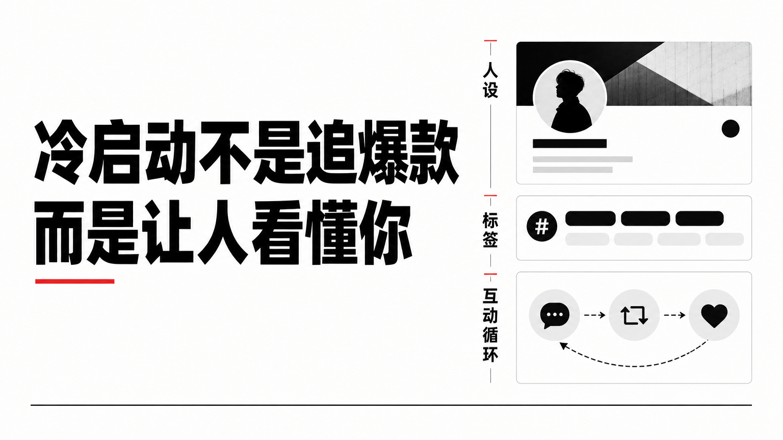 新账号的关键不是追爆款，而是让陌生人快速明白你是谁、分享什么、值不值得互动。