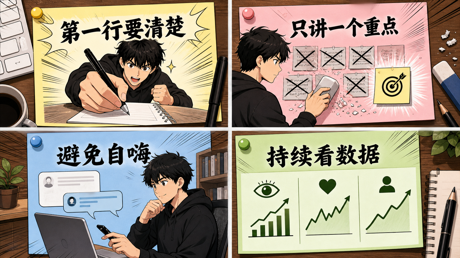 每条贴文只讲一个重点，复盘也要保持清晰。