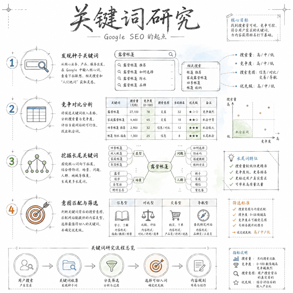 Generated infographic about 关键词研究